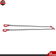 5Ft 5/16" 6600LBS Double Leg Chain Sling with Hooks, G80 Alloy Steel 2 Leg Red