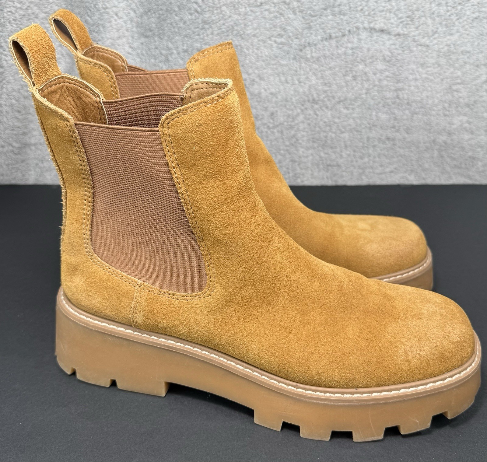 SAOLA Stivali Dolce Vita scamosciati Johany Chelsea alla caviglia marrone donna 8 5 m suola a strappo plateau