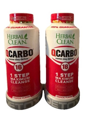 Herbal Clean QCarbo16 Same Day Detox 1 Step Max Tropical Flavor 2 Pack 3/18/27
