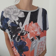 Next Maternity Summer Holiday Top UK 16 Coral Navy Grey Blouse Casual Relax Fit