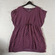 Lands' End Swim Cover-Up Women  s Size Med Purple Pink Floral Paisley Resort Wear