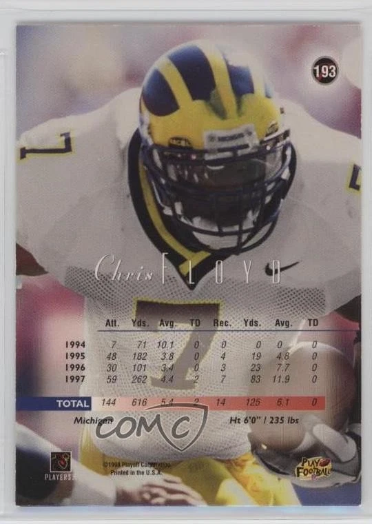 1998 Playoff Prestige Chris Floyd #193 Rookie RC - Image 2 of 2