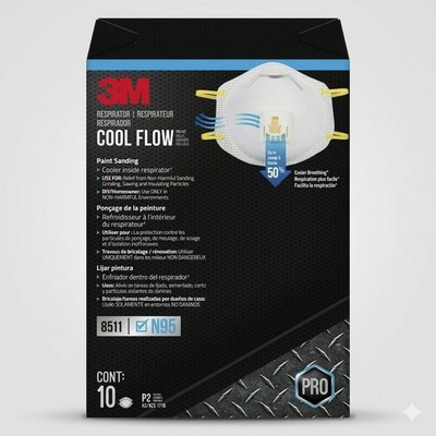 3M N95 Mask Box of 10 8511 Respirators w/ Cool Flow Exp 10/25