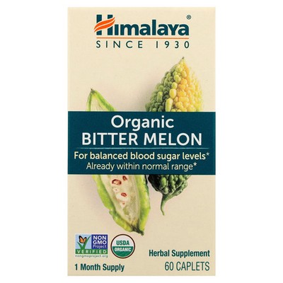 Himalaya Bitter Melon 60 Caplets Dairy-Free, Gluten-Free, GMP Quality Assured,