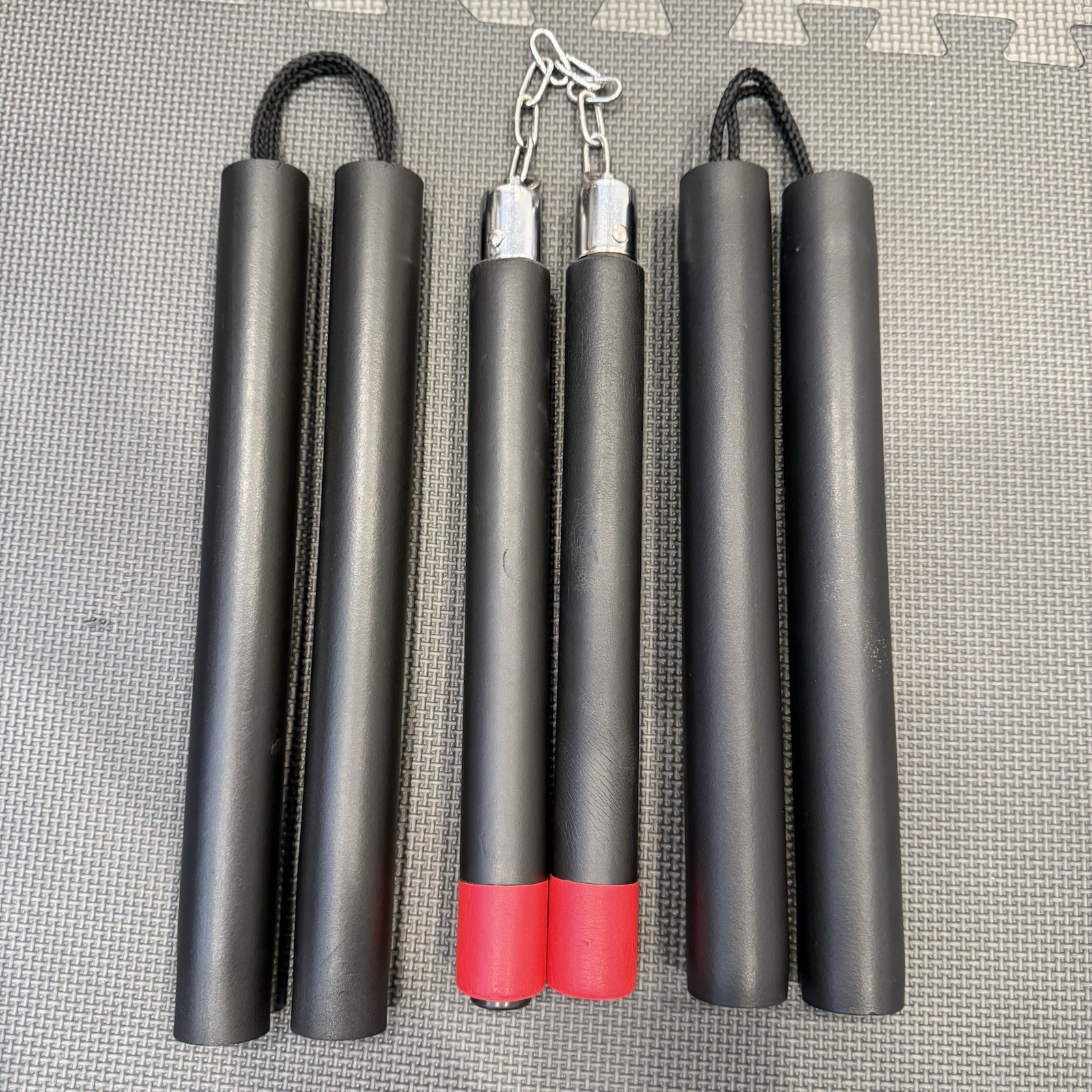 Lot Of 3 Foam Nunchucks Nunchakus W/ Chain Rope Karate Kungfu Training Practice