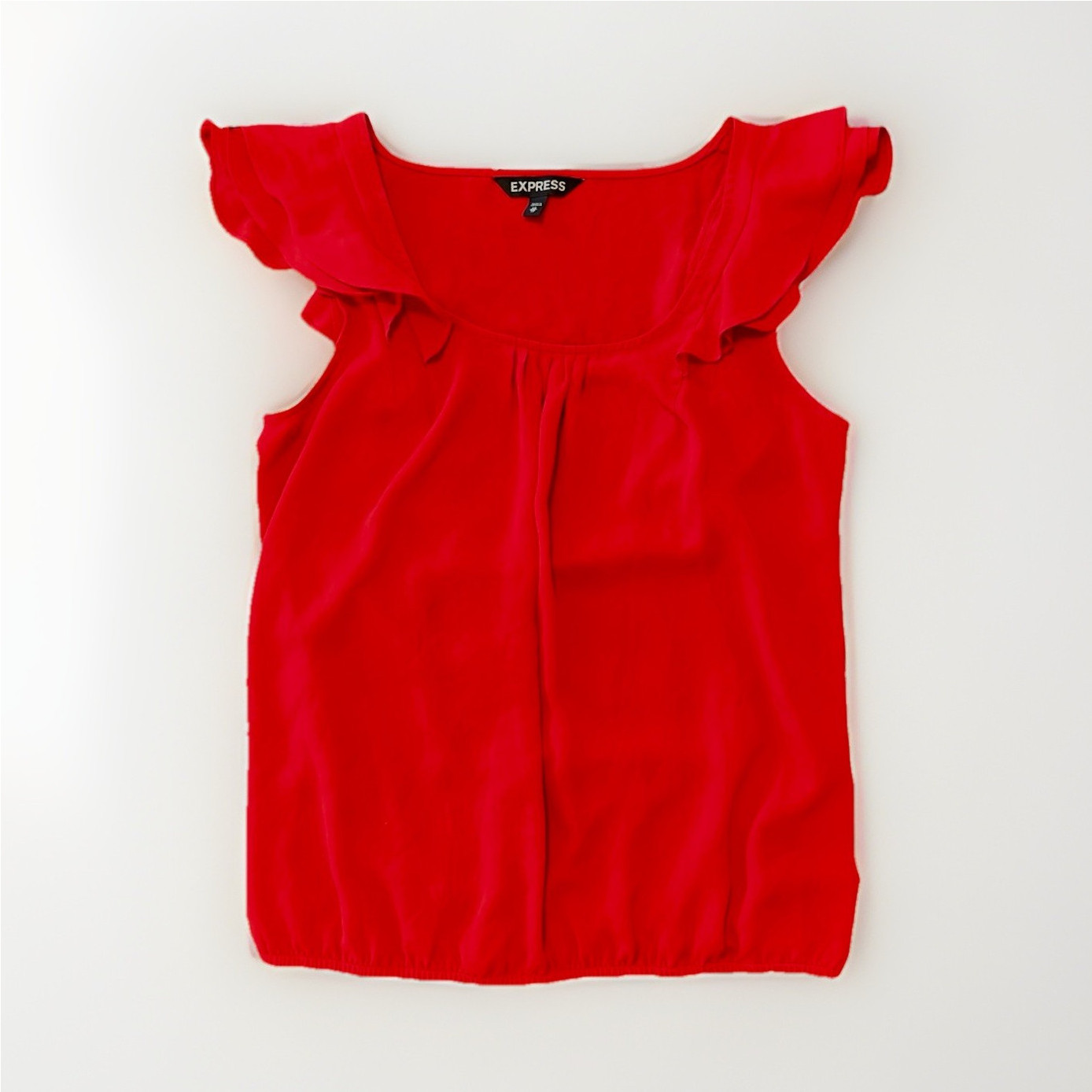 Express Red Chiffon Ruffle Scoop Neck Sleeveless Blouse Top M