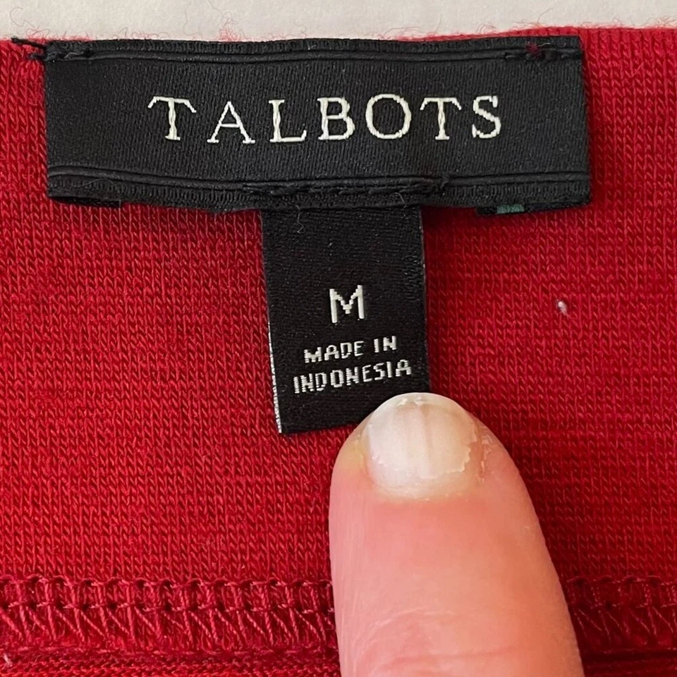 Talbots Wool Blend Maroon/Burgundy Red 3/4 Sleeve Faux Wrap Dress, M - Image 4 of 4