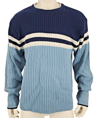 90s ralph“discharge dyeing XXL boro knit Vintage Men's Faded Glory Blue Sweater 90's Korea Size Large 100