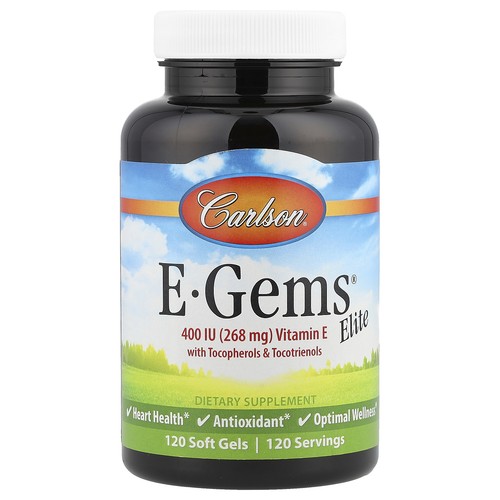 Carlson Labs E-Gems Elite 400 IU 120 Soft Gels Gluten-Free, Preservative-Free,