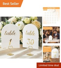 Timeless White and Gold Table Numbers for Weddings   Scratch-Resistant Design