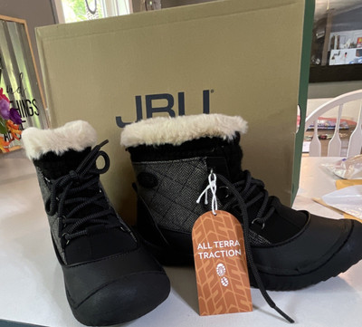 JBU Frye Jane Women's Ankle Snow Boots Faux Fur Lined Lace Up Black/Gray US 7.5