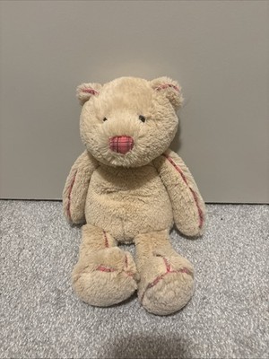 JellyCat I Am Piper Bear Pink Plaid Floppy Tan Brown Stuffed Animal Plush 15''