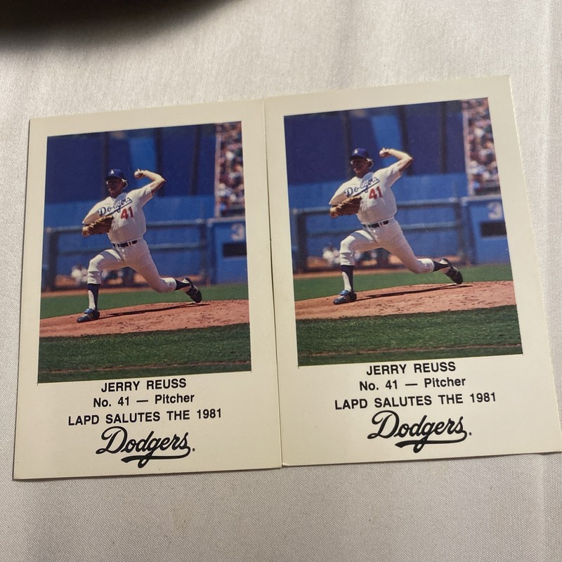 Jerry Reuss #41 LAPD Salutes The 1981 Dodgers - 2 Card Lot - Free Shipping !!!