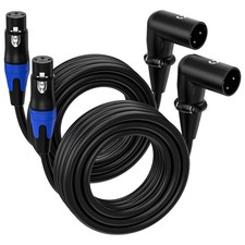 10FT / 2Pack XLR Right-Angle Male to Straight Female Microphone Extension C...
