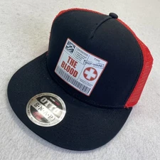European Body Art The Blood Hat Cap Snap Back Black Red Mesh Trucker Patch Mens