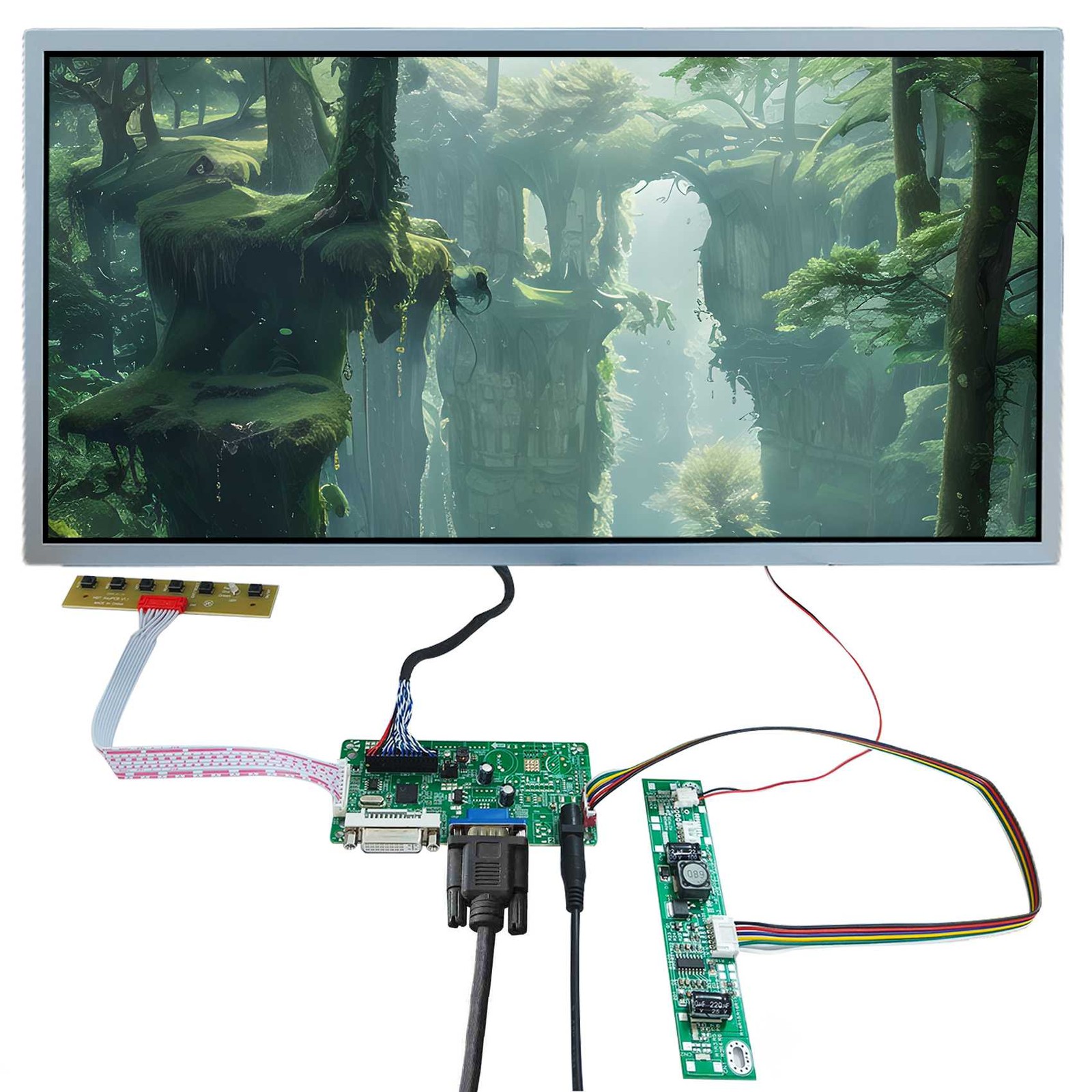 VGA DVI 30 pins Driver Board and 18.5 inch 1920x1080 FHD 250 nits IPS LCD Screen