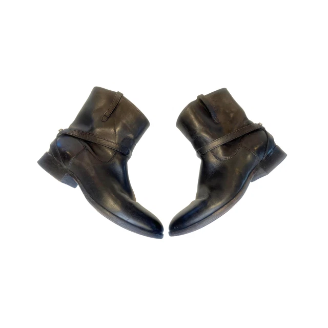 Botas curtas Frye Lindsay Plate tornozelo moto couro preto feminino tamanho 8,5B - Imagem 3 de 4