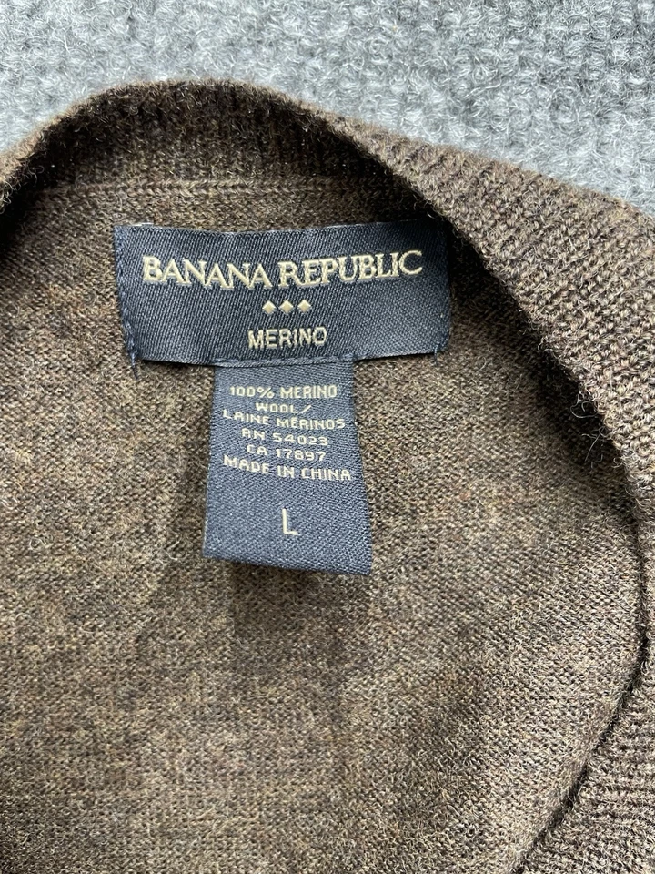 Banana Republic свитер жилет мужской L большой коричневый 100% шерсти мериноса Argyle V шеи - Изображение 4 из 4
