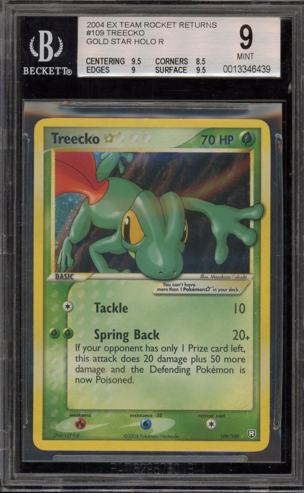 Pokemon Treecko Gold Star EX Team Rocket Returns Ultra Rare Holo #109 BGS 9 Mint