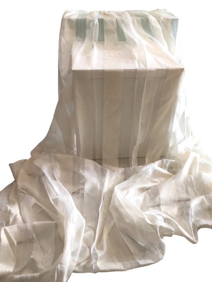 MARCATO tessuto stoffa TENDA cucita scampolo LUSSUOSO LINO SETA 280x266 strisce - Immagine 2 di 4