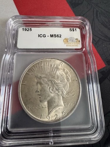 1925 $1 Peace Silver One Dollar US ICG MS62, Philadelphia Mint