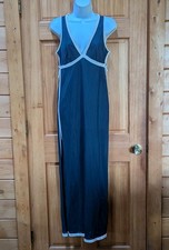VTG Warner's Medium Nautical Maxi Blue & White USA Made Dress Elegant Classy