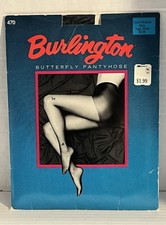Burlington Butterfly Pantyhose S/M Navy Blue VTG 100% Nylon Made in USA KMart