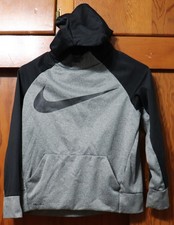 Nike Dri-Fit Therma Hoodie Big Swoosh Pullover Gray Youth Medium YM 803895-063