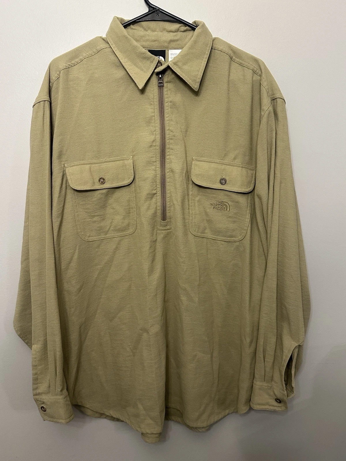 The North Face Men’s Large 1/4 Zip Long Sleeve Hiking Shirt Tan Size L