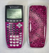 TI-84 PLUS SILVER EDITION GRAPHING CALCULATOR PINK- GREY COVER  TESTED WORKS