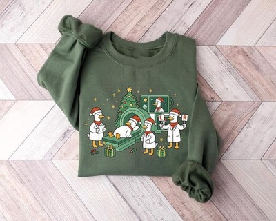 Radiology Sweatshirt, Funny Goose CT Scan Graphic Christmas Nurse Goose S-5XL