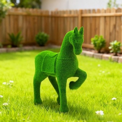 Rustikale Outdoor beflockt für pferd Harz Statue Garten für dekor für Veranda
