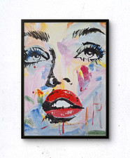 Original Pop Art Frau 30x40 Malerei Acrylbild Moderne Kunst Unikat auf Leinwand