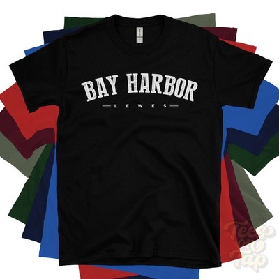 BAY HARBOR LEWES T-SHIRT USA Retro College Style Geschenk