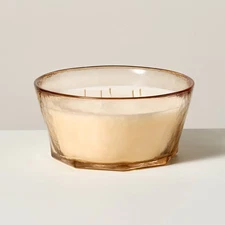 5-Wick Textured Glass Berry Leaf and Lemon Jar Candle 32oz Coral -