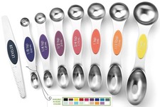 Spring Chef Stainless Steel Magnetic Measuring Spoons Set of 8 with Leveler, ...