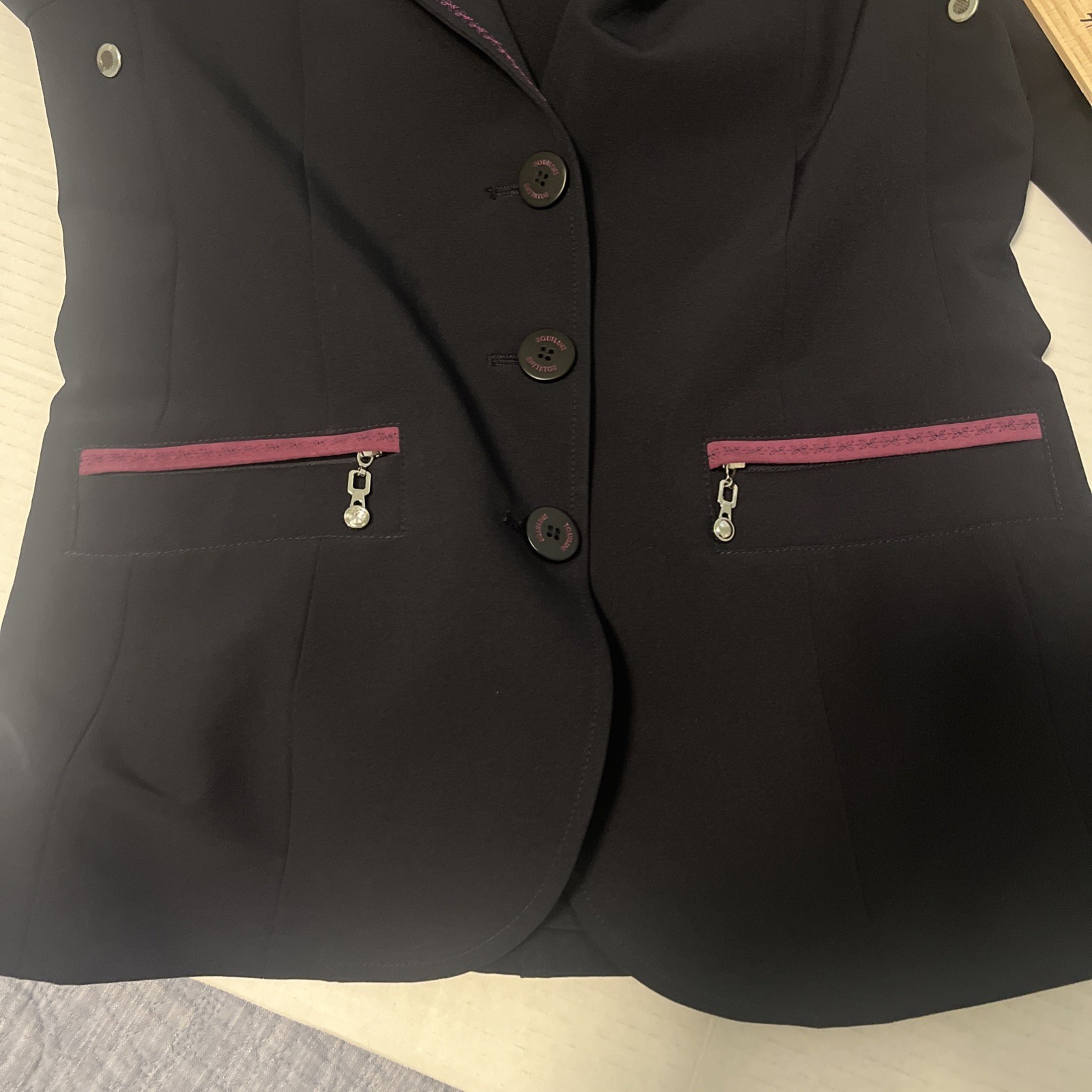 Equiline Girls 14/15 Navy Blue button Equestrian Riding horse show Jacket