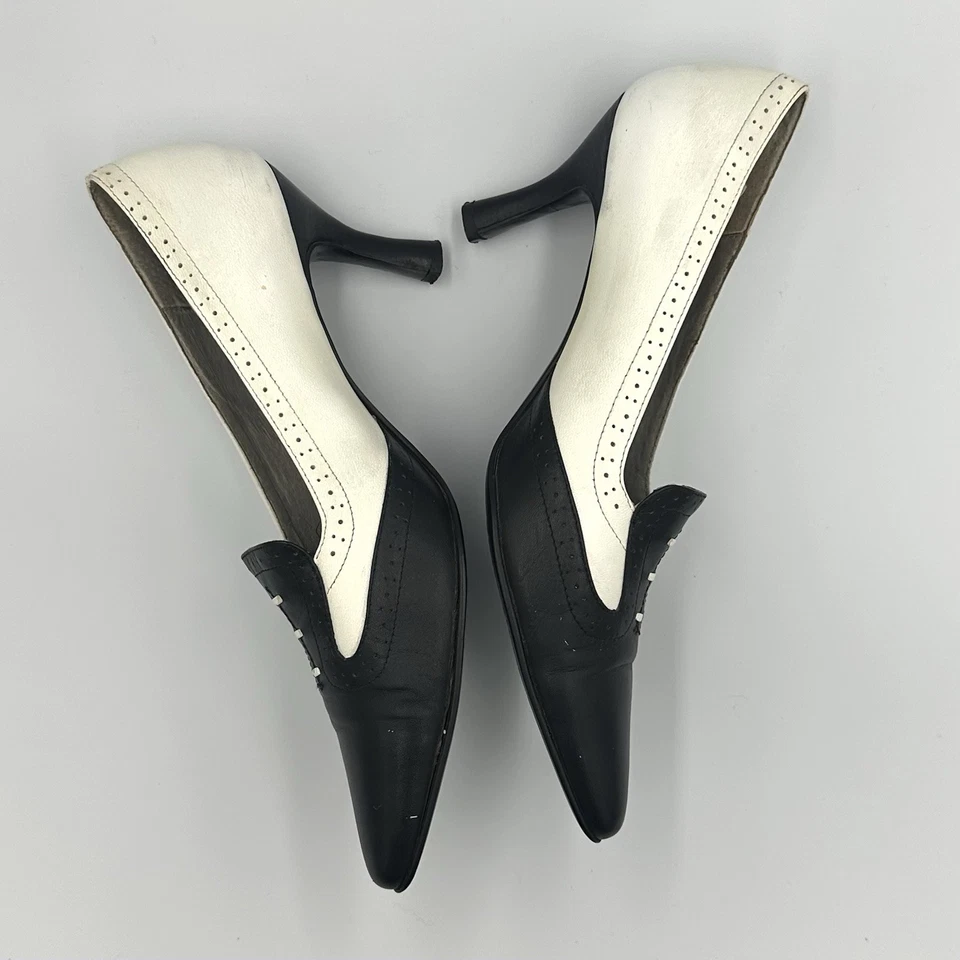 Beacon Reflections Vtg 90s Black/White Oxford Style Heels Women 8W - Image 3 of 4