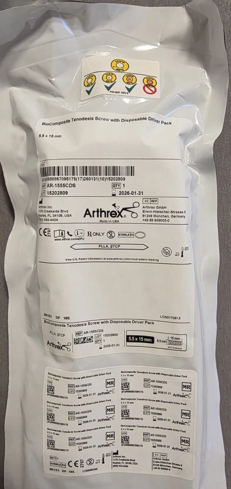 ARTHREX AR-1555CDS Biocomposite Tenodesis Screw with Driver Pack, 5.5mm X 15mm - Bild 1 von 1