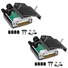 2Pcs DB15 Solderless Male RS232 D-SUB Serial Adapters 16mm thinner 15 Pin Por...