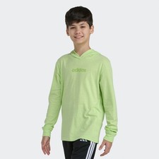 adidas kids LS HOODED SNOW HTHR TEE 26