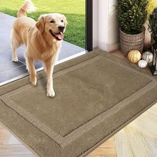PLEASOR Front Door Mat, Absorbent Dirt Trapper Welcome Door mat Indoor, Non Slip