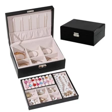 Jewelry Boxes for Women Girls, Jewelry Organizer Box, 2 Layers Jewelry Storage