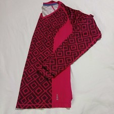 Lands End LS Rash Guard swim shirt Sz S 6-8 pink/maroon geometric center