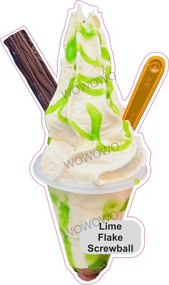 Eiswagen Aufkleber Limettensauce Flocke Screwball Sticker Eisbecher Decals