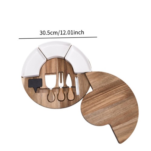 Käsebrett mit Messern, Servierplatte aus Holz für Partys, Feiern, Zuhause - Bild 6 von 7