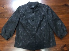 JACKET--SIZE 6--BLACK-COTTON/POLYESTER BROCADE-LINED-3/4 SLEEVES-NEW- 25