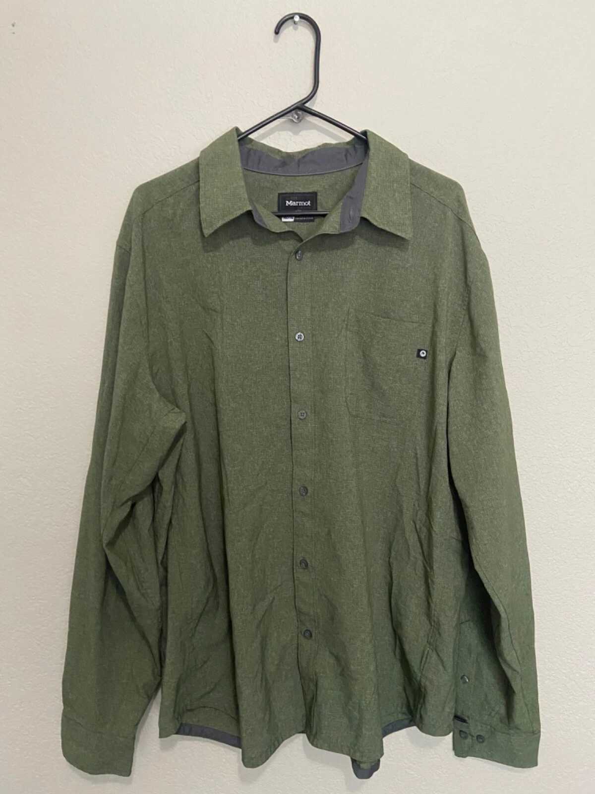 MARMOT Green Long Sleeve Hiking Shirt - XL