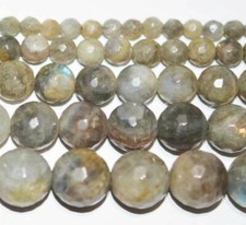 Cut Faceted Natural Labradorite Round Gemstone Beads 15" 3MM 4MM 5MM 6MM