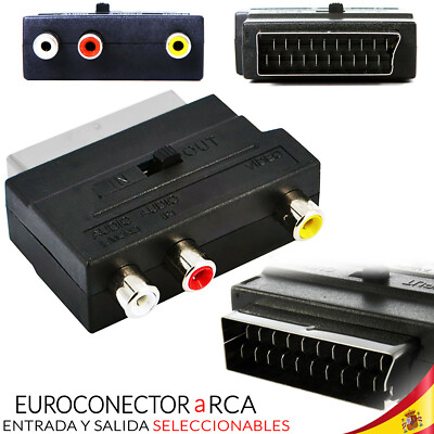 Euroconnector To RCA Audio Video Selectable SCART Adapter PS3 PS2